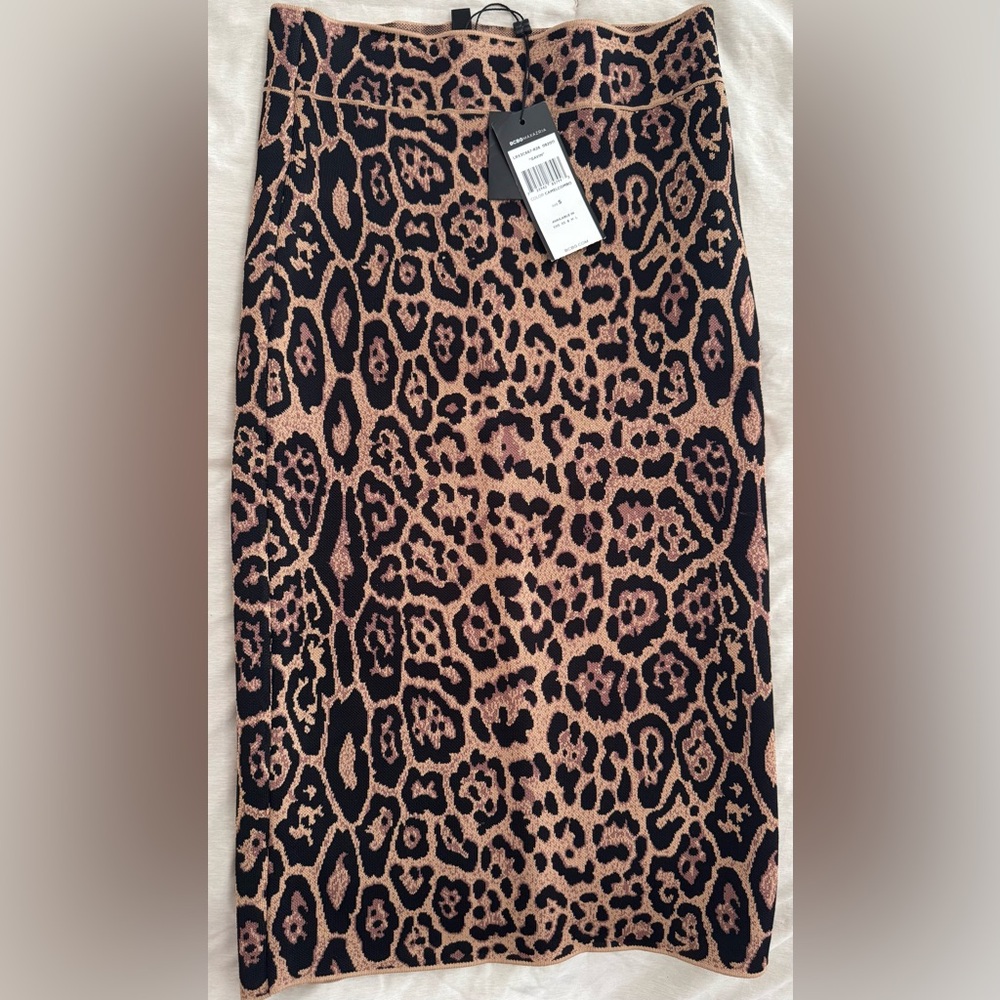 Bnwt*BCBGMaxAzria Black and Brown Leopard Pencil Skirt